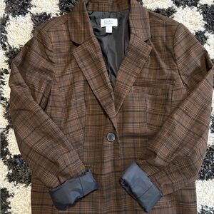 Croft & Barrow Brown Blazer Classic Plaid Design